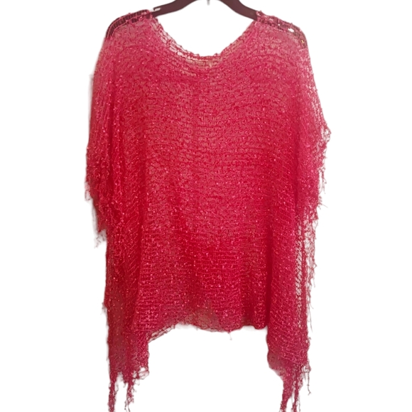 Hot Pink Mesh Poncho One Size - Picture 6 of 7